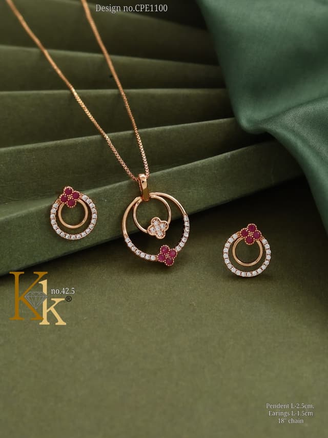 Kk ROSEGOLD CHAIN PENDANT SET