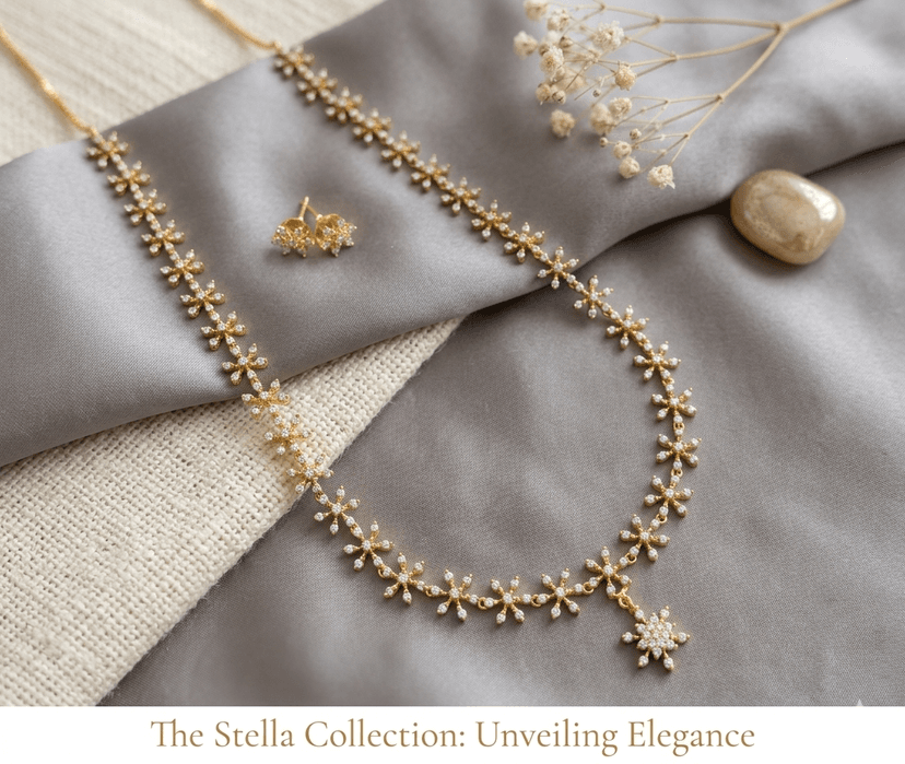 DIAMOND LOOK LONG NECKLACE SET / HARAM - Image 1