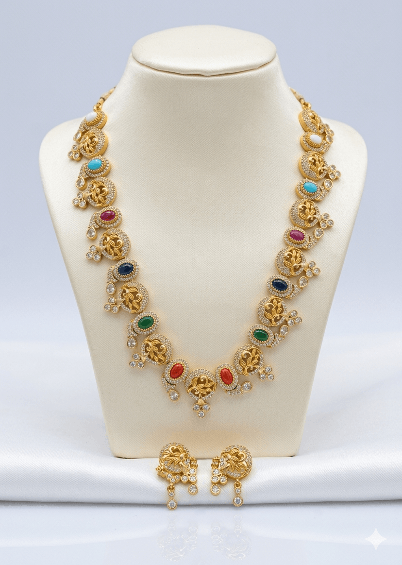 NAVRATNA NECKLACE SET - Image 1