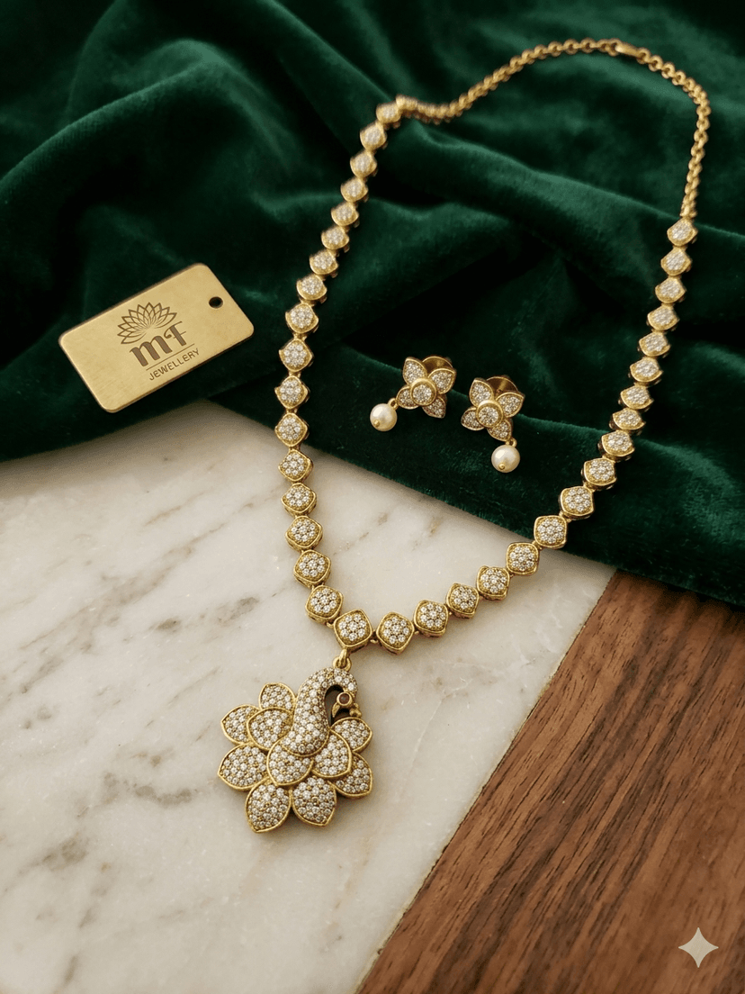 AD NECKLACE SET ANTIQUE GOLD - Image 1