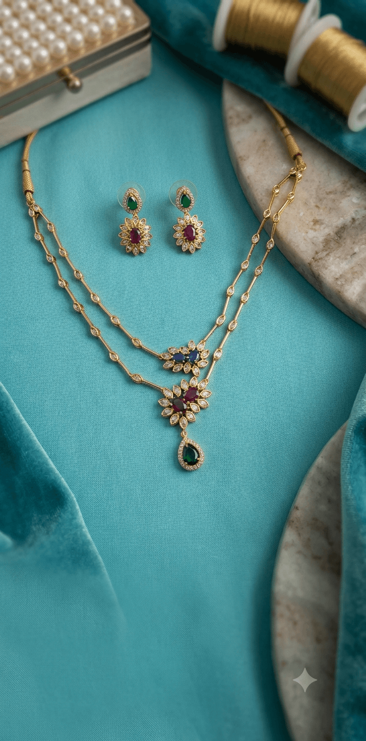 2 LAYERED SLEEK NECKLACE SET - Image 1